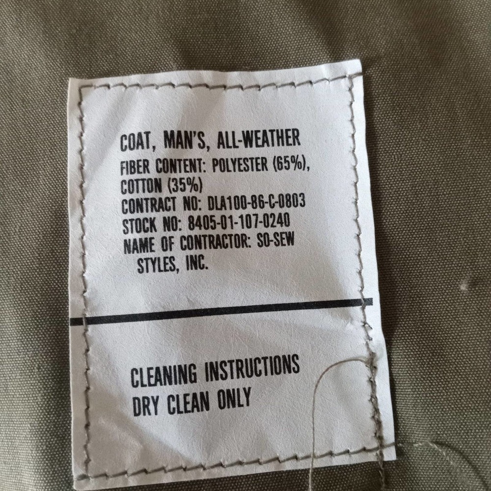 USMC Trench Coat All weather jacket, 38R - Picture 7 of 7